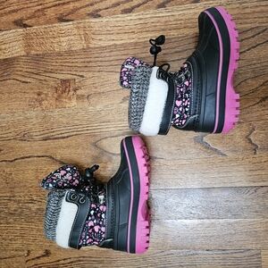 Black and Pink Winter Boots